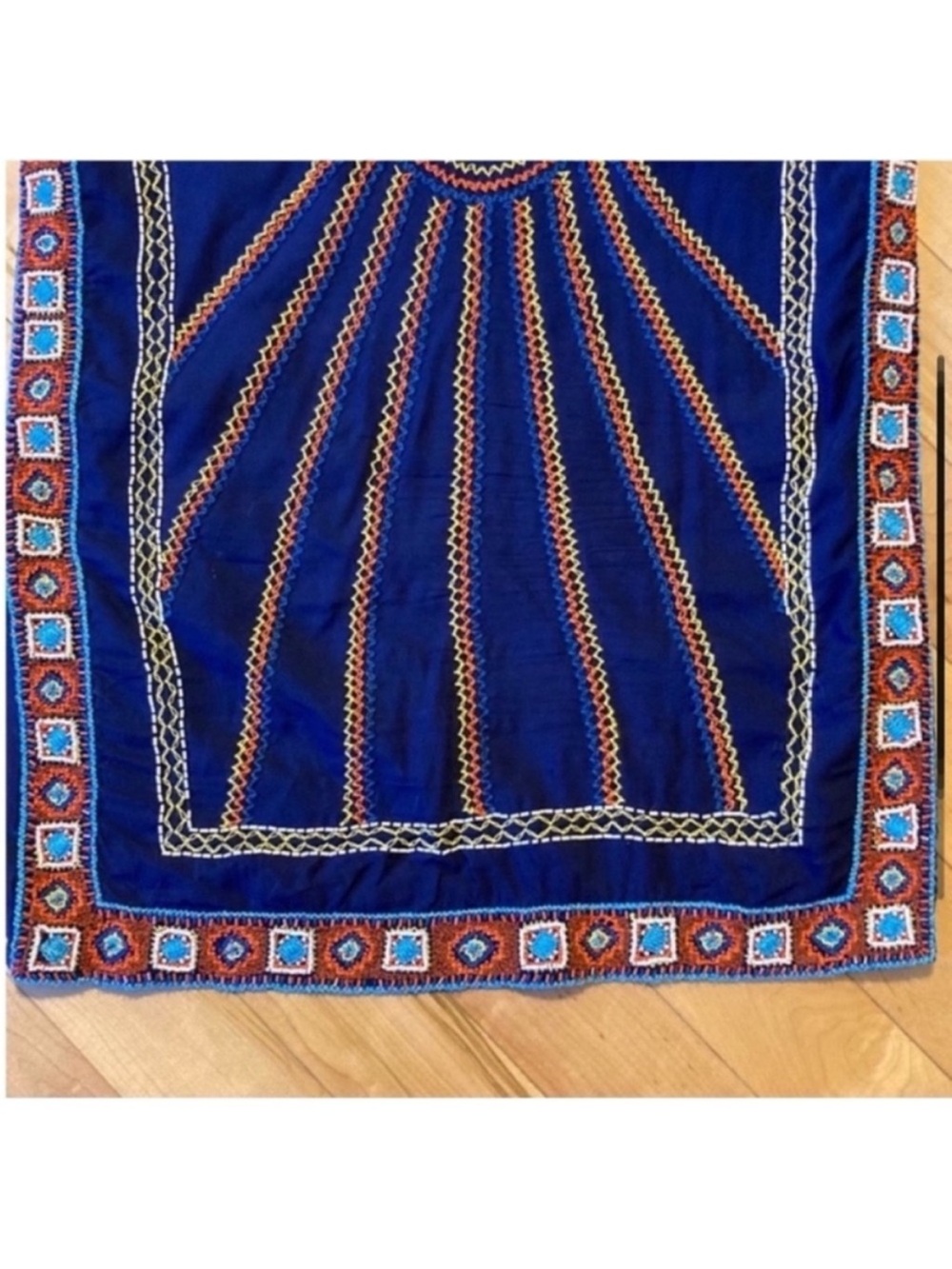 Pia Pauro Blue Embroidered Beaded Shift Dress gorgeous details size medium - Picture 4 of 9